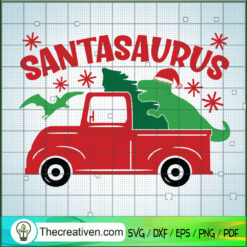 Santasaurus SVG, Christmas Truck SVG, Dinosaurus SVG