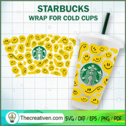 Face Smile Starbucks Cup Wrap SVG, Emoji Face SVG