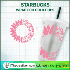 Sunflower Pink Ribbon Starbu SVG Cut File for Cricut