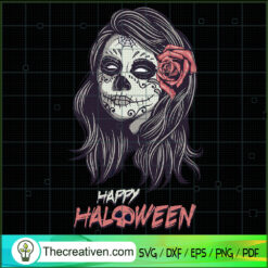Zombie Girl Happy Halloween SVG Cut File for Cricut & Silhouette