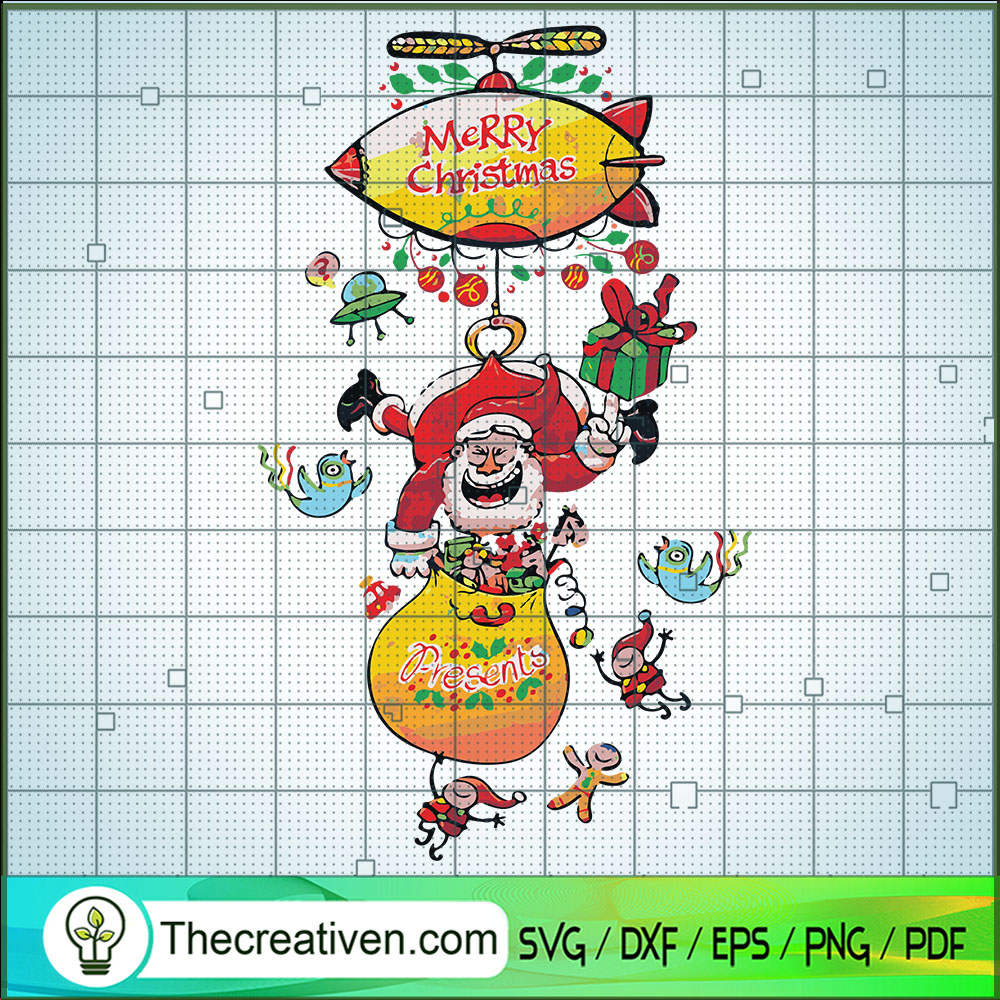 Merry Christmas Santa Air Balloon SVG Cut File for Cricut & Silhouette 1 Merry Christmas Santa Air Balloon SVG Cut File for Cricut & Silhouette
