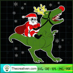 T-rex Santa Ride Funny SVG, Santa Claus SVG, Merry Christmas SVG