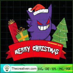 Gengar Merry Christmas SVG, Pokemon SVG, Christmas Pokemon SVG