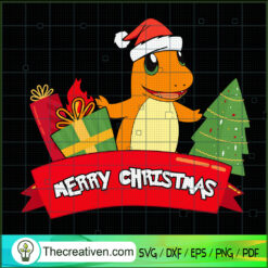 Charmander Merry Christmas SVG, Pokemon Ball SVG, Merry Christmas SVG