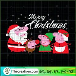 Pig Family Merry Christmas SVG, Peppa Pig SVG, Cartoons Christmas SVG