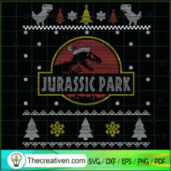 Jurassic Park Christmas SVG, Dinosaur Christmas SVG, Merry Xmas SVG