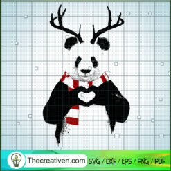 Pander Reindeer Xmas SVG, Panda Christmas SVG, Merry Christmas SVG