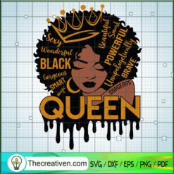 Afro Black Queen Words SVG, Black People SVG, Afro Girl SVG