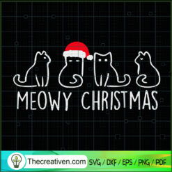 Meowy Christmas SVG, Meow Santa SVG, Merry Christmas SVG