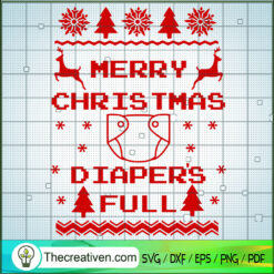 Merry Christmas Diaper's Full SVG Cut File for Cricut & Silhouette