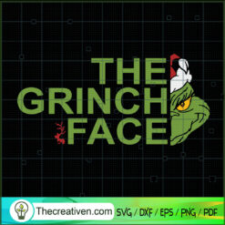 The Grinch Face SVG, Grinch Christmas SVG, Half Face Grinch SVG
