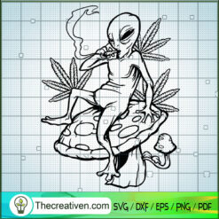 Alien Smoking SVG, Cannabis SVG, Marijuana Leaf SVG