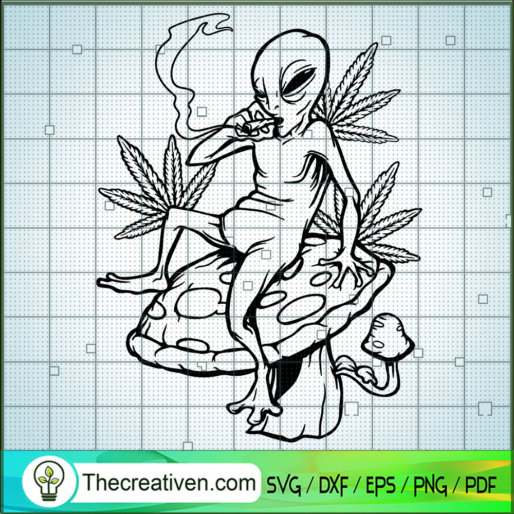 Alien Smoking SVG, Cannabis SVG, Marijuana Leaf SVG 1 Alien Smoking SVG, Cannabis SVG, Marijuana Leaf SVG