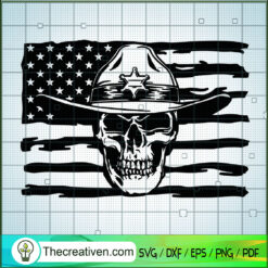 Skull Cowboy SVG, American Skull SVG, USA Flag SVG