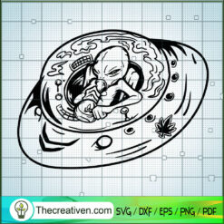 Alien Smoke Weed In UFO SVG, Alien SVG, Smoke Weed SVG