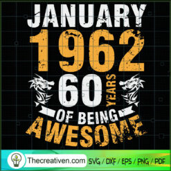 January 1962 60 Years Of Bei SVG Cut File for Cricut