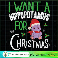 Funny Hippopotamus Christmas SVG Cut File for Cricut & Silhouette