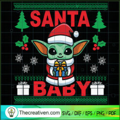 Santa Baby SVG, Baby Yoda Christmas SVG, Funny Christmas SVG