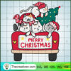 Merry Christmas Cat Truck SVG, Cat Lover SVG, Funny Christmas SVG 3 cats and xmas tree on red car 01 copy 1