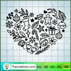 Christmas Heart SVG, Ornament Christmas SVG, Merry Christmas SVG