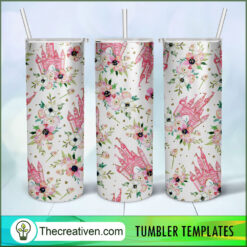 Floral Disney Castle Full Tumbler Wrap Tumbler Wrap – Digital Download