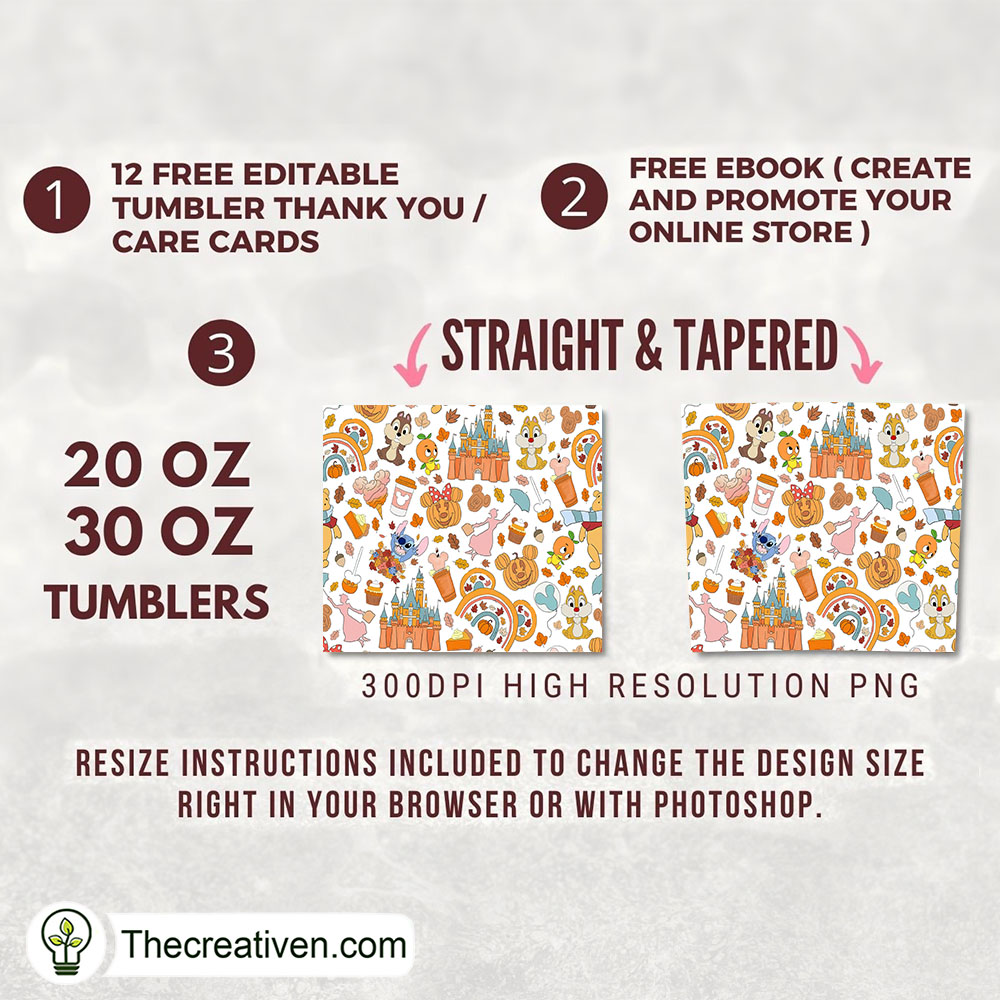 Disney Pumpkin Fall Full Tumbler Wrap Tumbler Wrap – Digital Download 2 Disney Pumpkin Fall Full Tumbler Wrap Tumbler Wrap – Digital Download - Image 2