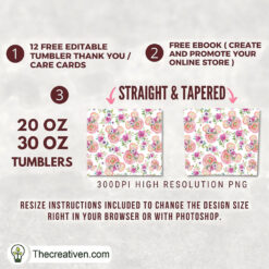 Alternative view of Flower Background Full Tumbler Wrap Tumbler Wrap – Digital Download