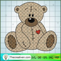 Teddy Bear Gucci SVG, Luxury Brand SVG, Gucci Bear SVG