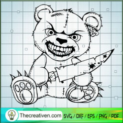 Horror Teddy Bear SVG, Angry Bear With Knife SVG, Horror Bear SVG