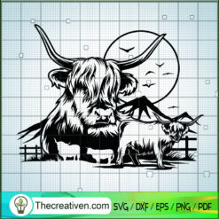 Highland Cow SVG, Long Haired Cow SVG, Cow SVG