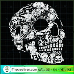 Skull Horror Characters SVG, Horror Skull SVG, Halloween SVG