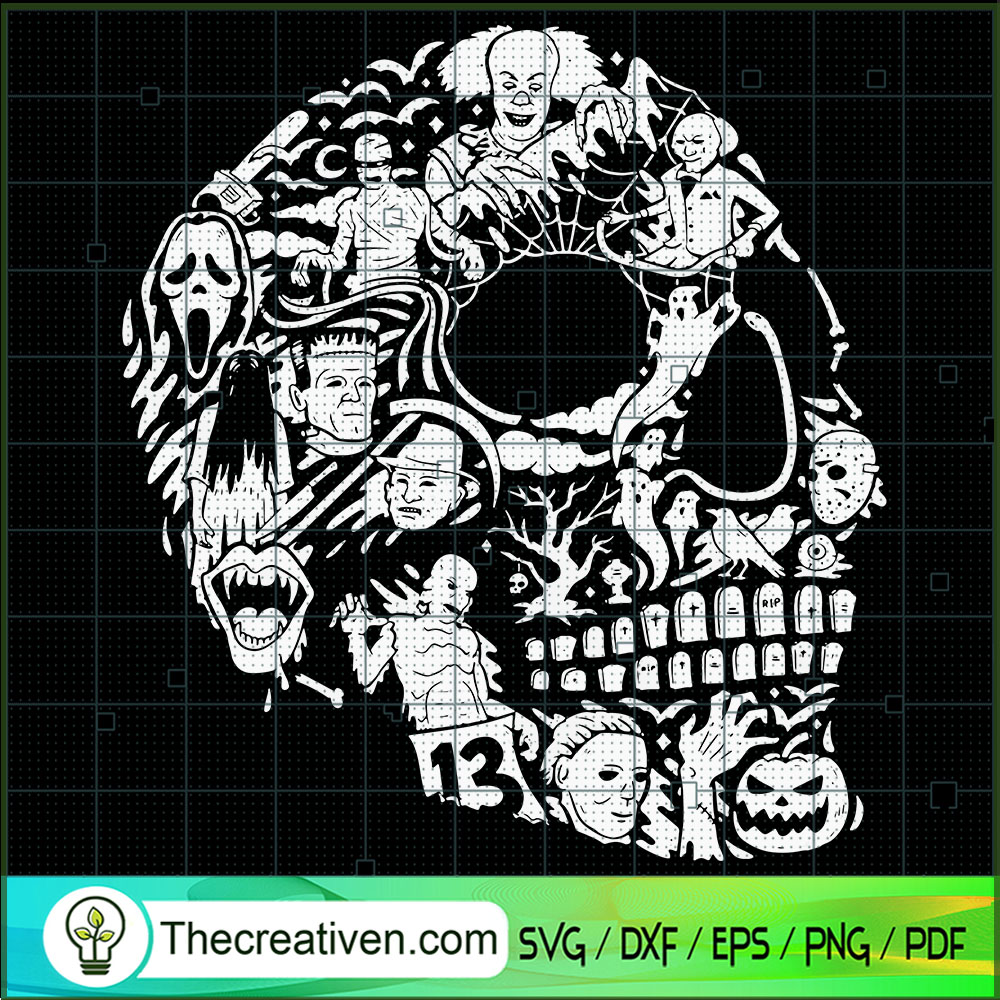 Skull Horror Characters SVG, Horror Skull SVG, Halloween SVG 1 Skull Horror Characters SVG, Horror Skull SVG, Halloween SVG
