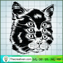 Psychedelic Cat SVG, Scary Cat SVG, Pet SVG
