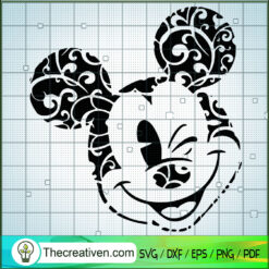 Disney Mickey Mouse Face Floral SVG Cut File for Cricut & Silhouette