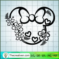 Minnie Head Flower SVG, Minnie Floral SVG, Disney Minnie Mouse SVG
