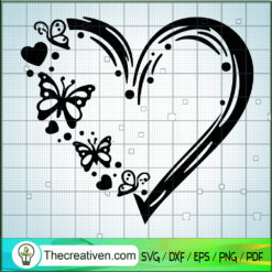 Butterfly Heart SVG, Butterfly SVG, Heart Love SVG