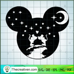 Mickey And Minnie Kiss At Night SVG Cut File for Cricut & Silhouette