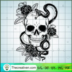 Skull Snake Rose SVG, Skull SVG, Rose Snake with Skull SVG