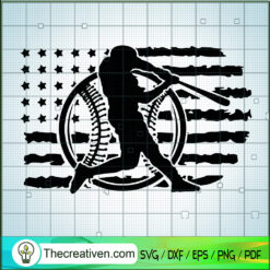 Baseball Player SVG, Baseball USA SVG, USA Flag SVG