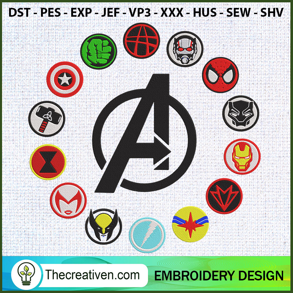 All Logo Avengers Embroidery Embroidery Design 1 All Logo Avengers Embroidery Embroidery Design