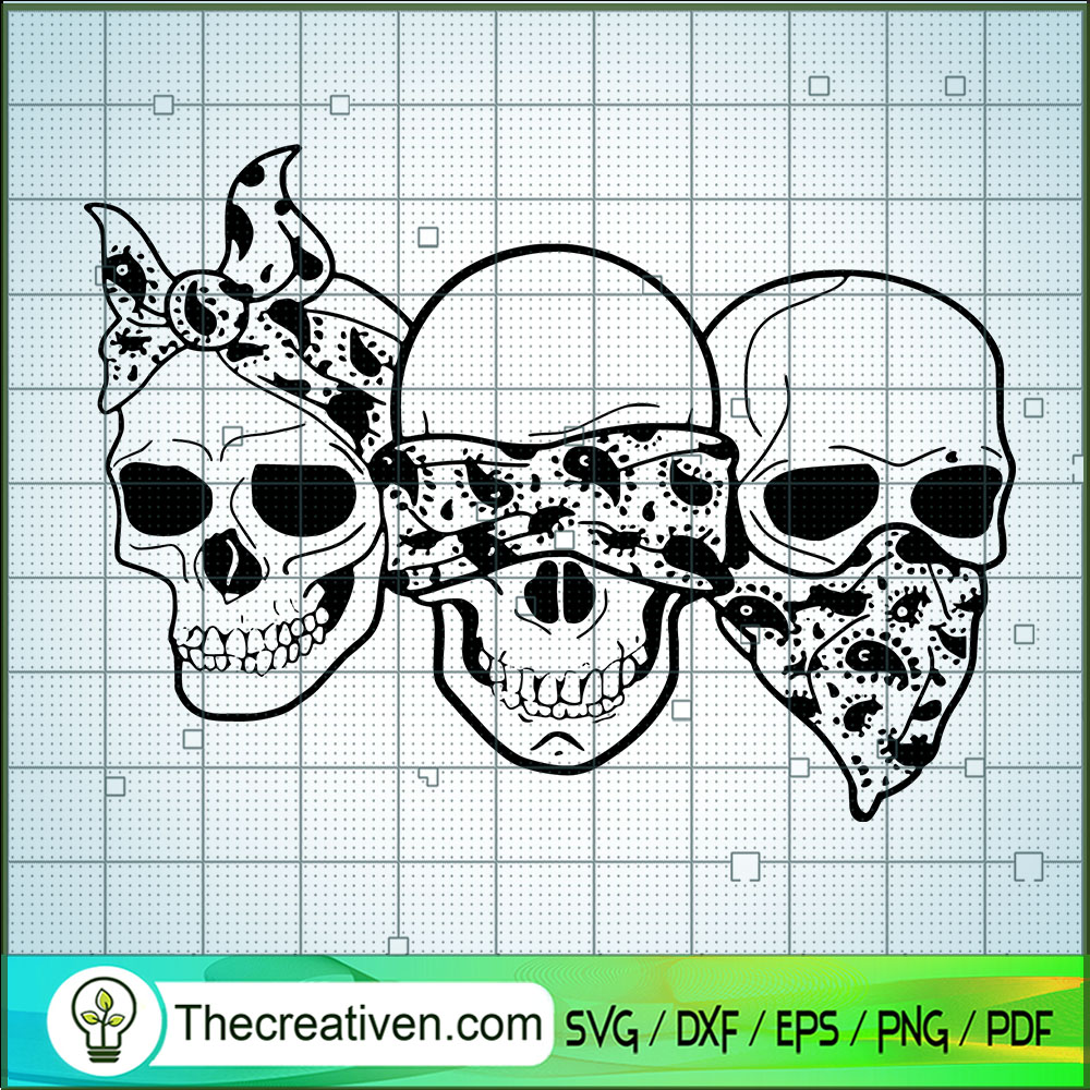 Skull Messy Bun SVG, Three Skull SVG, Skull SVG 1 Skull Messy Bun SVG, Three Skull SVG, Skull SVG