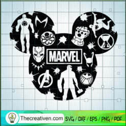 Mickey Head Marvel SVG, Avengers Team SVG, Marvel SVG