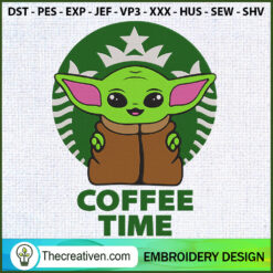 Baby Yoda Coffee Time Starbu Embroidery Design
