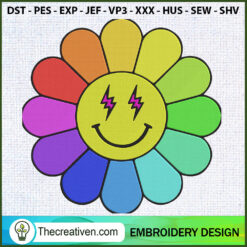 Ms. Rainbow Flower Embroider Embroidery Design
