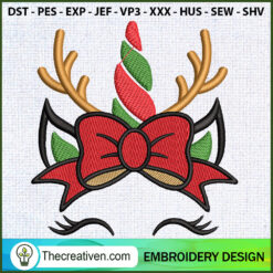 Unicorn Christmas Embroidery Embroidery Design