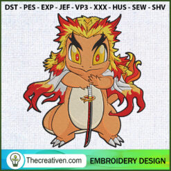 Kyojuro X Charmander Embroid Embroidery Design