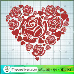 Rose Heart SVG, Floral Heart Valentines SVG, Rose Heart SVG