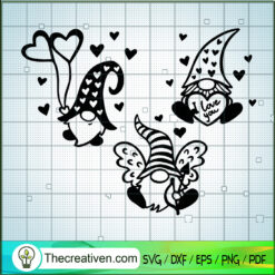 Three Gnomes SVG, Valentines Hearts SVG, Valentines Day SVG