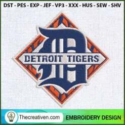 Detroit Tigers Logo Square E Embroidery Design