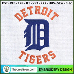 Detroit Tigers Logo D Square Embroidery Design